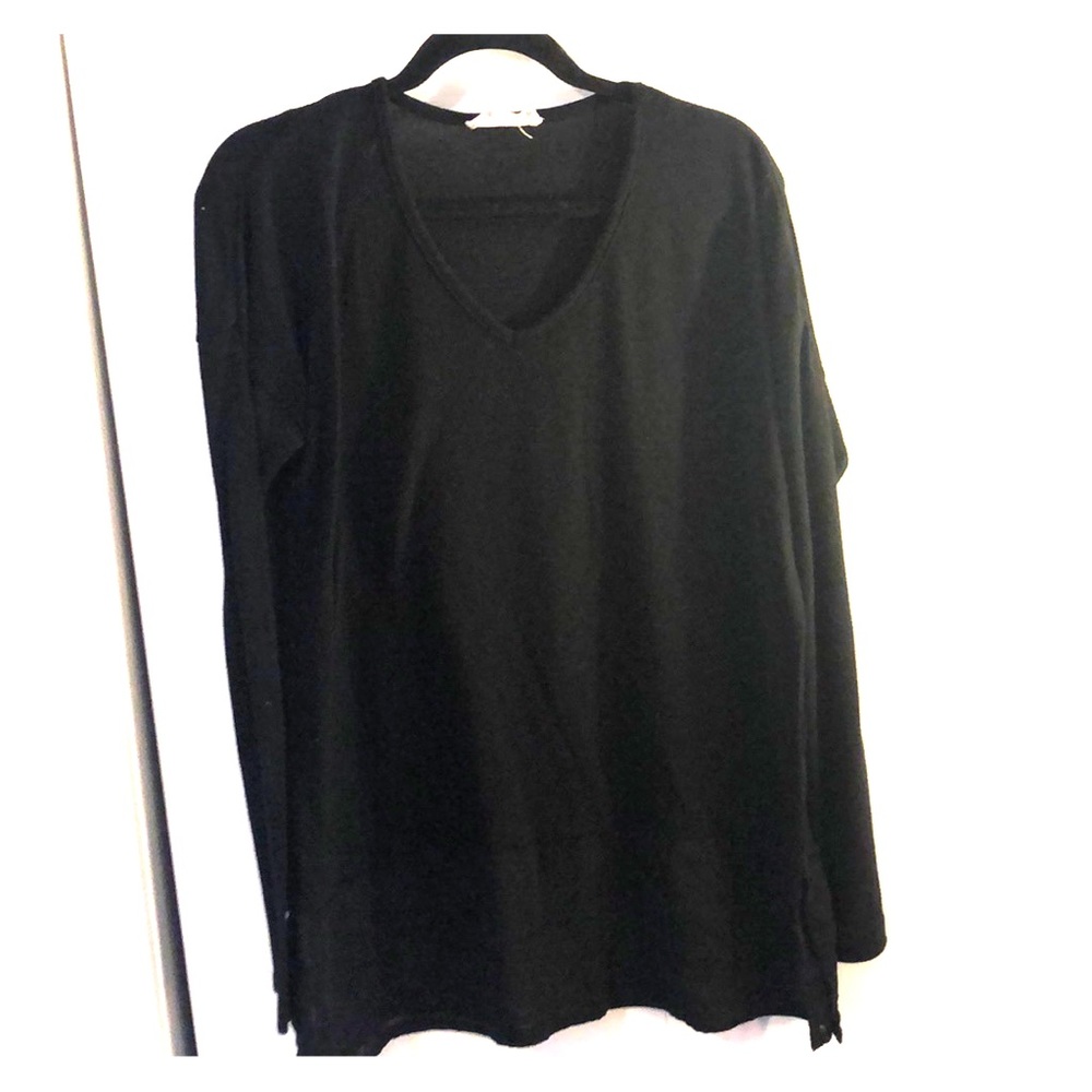 Black tunic with sheer detail on hem